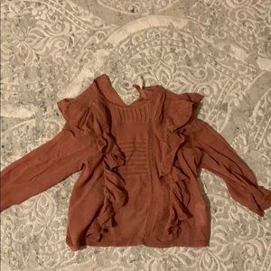 free people pinkish orange frilly long sleeve